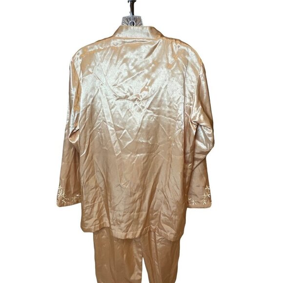 Vintage Claire’s Rose Champagne Embroidered Flannel Lined Pajama Set Sz S - Picture 3 of 12